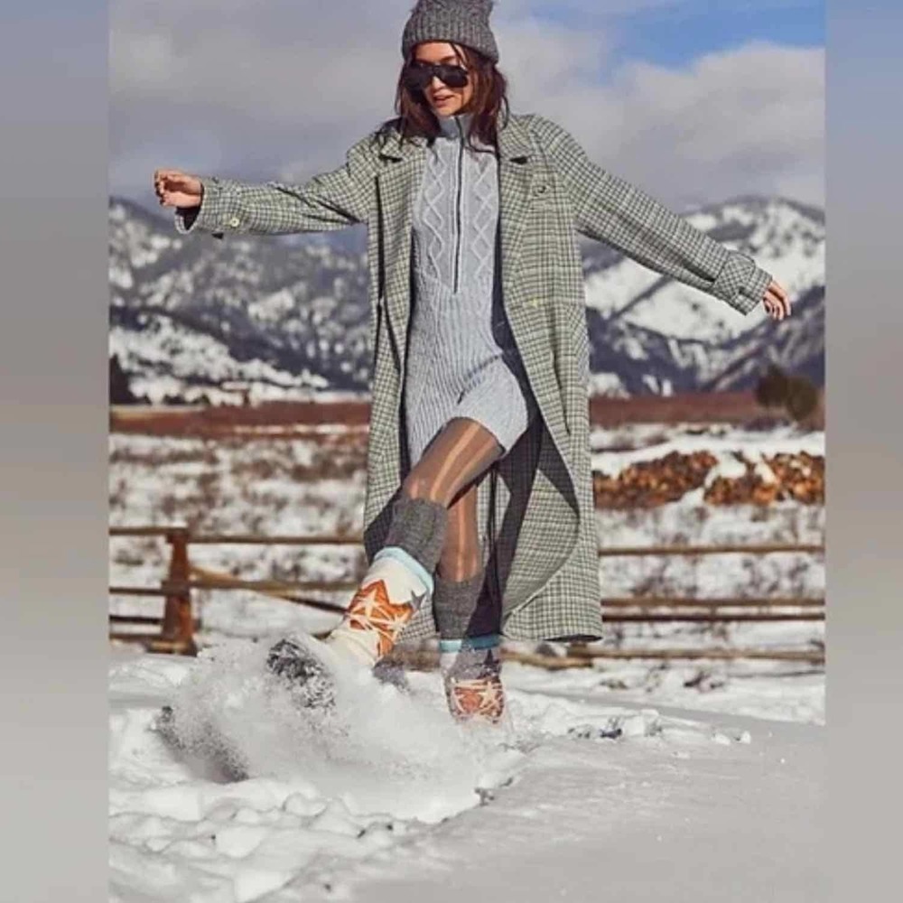 Free People WE THE FREE Liberty Duster Plaid Wool Blend Coat Size Small - Picture 3 of 14